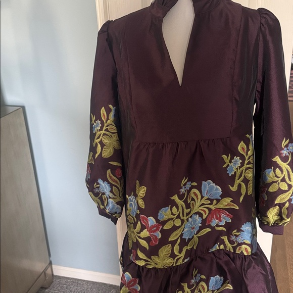 Tuckernuck Plum Satin Ruffled Neck Dress. Small. New. - Picture 6 of 7